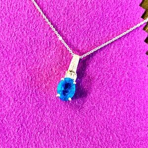 45.) New Neon Apatite & Diamond Pendant Necklace